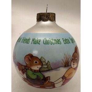 Hallmark Special Friends Christmas Ornament Woodland Animals Sledding Vintage‎